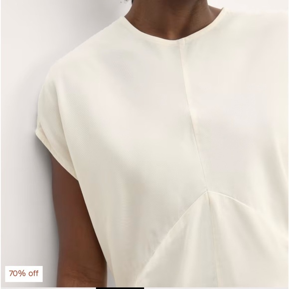 Everlane The Drape Top in Butterlite Bone 100% Tencel Cap Sleeve Zip Back 14 - Picture 14 of 15
